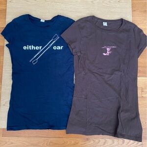BUNDLE TWO ROWING/ CREW THEMED Navy and Brown Graphic T-Shirts , TWO